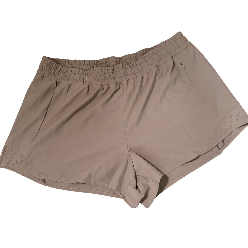 CALIA Mid-Rise Infinity Short Run Collection Taupe Brown Large NWT 3 Inch Inseam